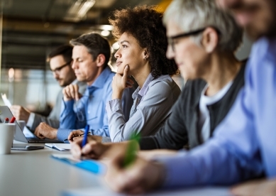 People sitting at table during meeting